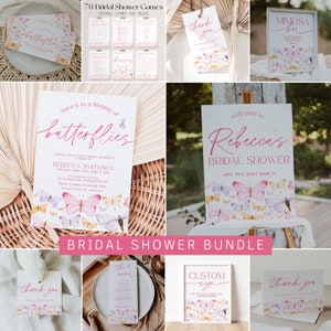 Lifetime of Butterflies Bridal Shower Invitation Bundle, Butterfly Bridal Shower Invitation and Games Bundle, Spring Bridal Shower | LILY
