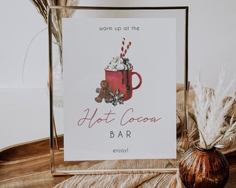 Hot Cocoa Bar Sign Template, Winter Christmas Holiday (Digital Download)