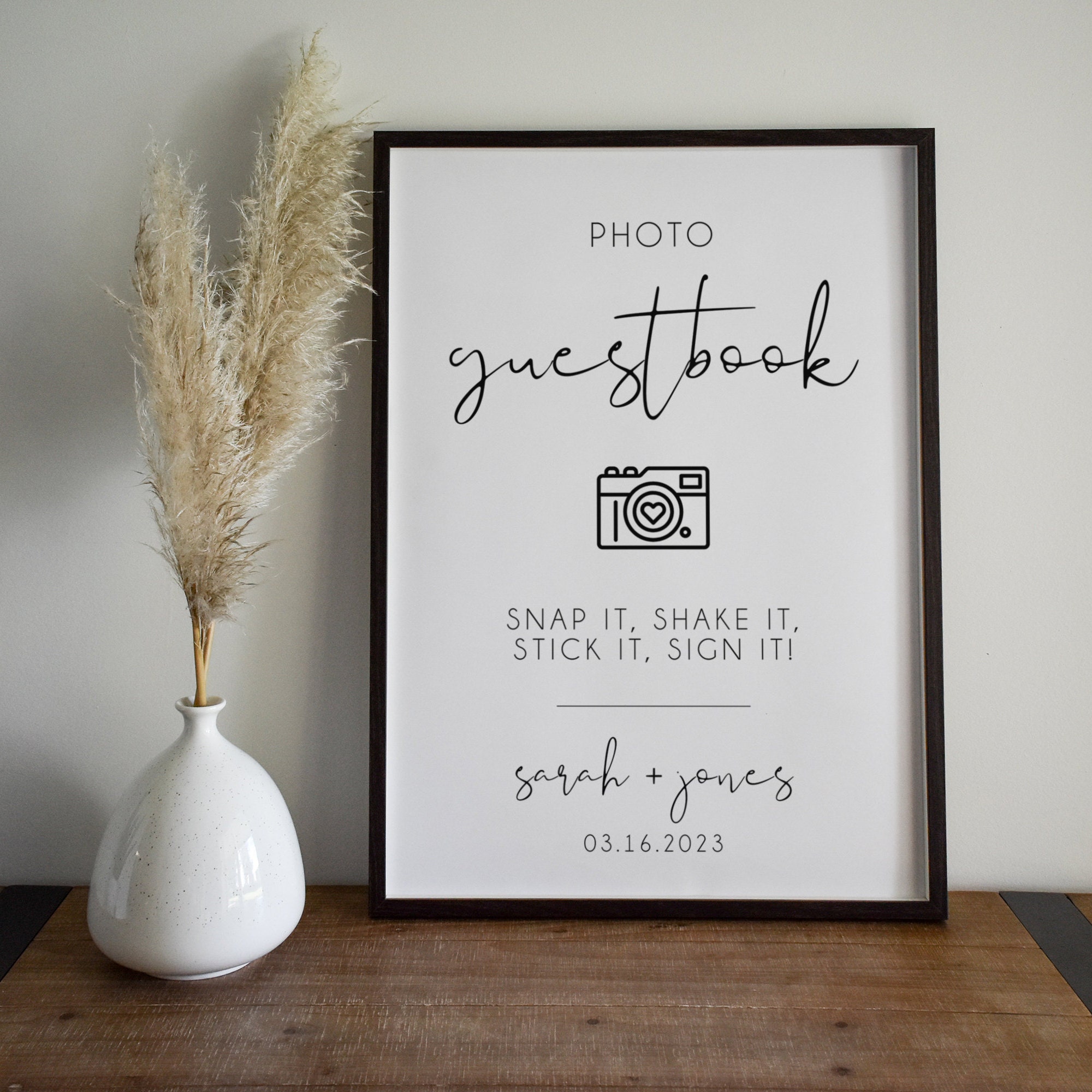 Photo Guest Book Sign Template Minimalist Wedding Photo Etsy