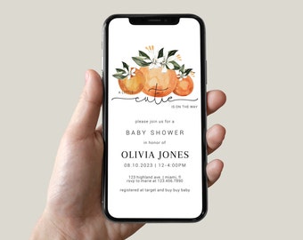 Orange Baby Shower Evite Template, Citrus Theme (Digital Download)
