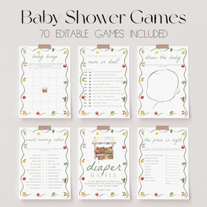 70 Baby Shower Games, Locally Grown Baby Shower Game Bundle, Farmers Market Baby Shower Bundle, Baby Party Games, Fruits Baby Games | MARKET