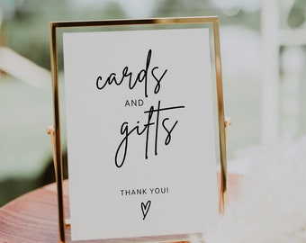 Cards and Gifts Sign Template, Wedding Reception Cards and Gifts Table Sign, Baby Shower Sign, Bridal Shower Sign, Retirement Sign | GRACE