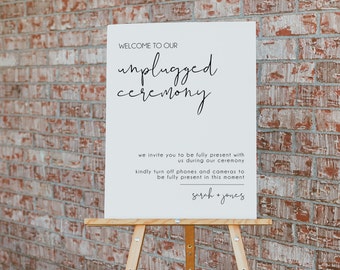 Unplugged Ceremony Sign Template, Minimalist Unplugged Ceremony Sign Printable, Unplugged Wedding Sign, Welcome Sign | SARAH