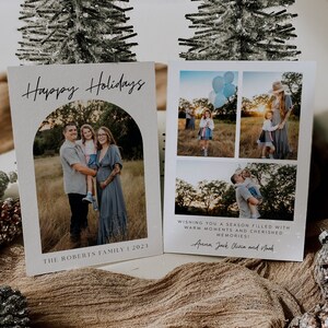 Foto Weihnachtskarte Vorlage, Foto Weihnachtskarte, Moderne Weihnachtskarte, Frohe Feiertage Karte, Bogen Weihnachtskarte bearbeitbar | CLAIRE
