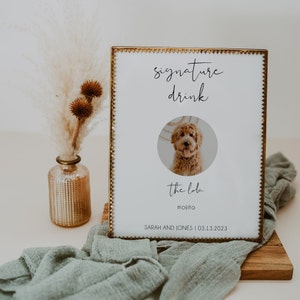 Dog Signature Drink Sign Template, Pet Signature Drinks Sign, Signature Cocktail Sign, Wedding Drinks Sign, Bar Menu Sign Printable | SARAH