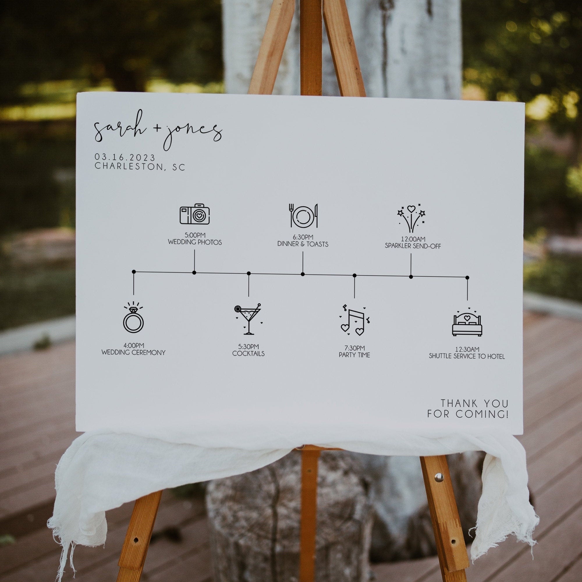 Modern Wedding Timeline Sign Template, Minimalist Order of Events ...