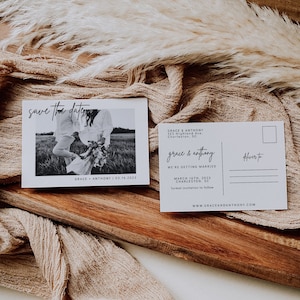 Photo Save the Date Template, Carte postale Save the Date, Printable Save the Date, Photos Save the Date, Mariage moderne Save the Date | LA GRÂCE