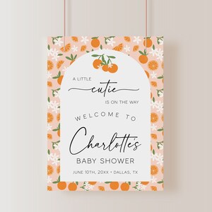 Orange Citrus Baby Shower Welcome Sign Template (Digital Download) | CUTIE image 3