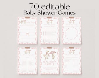 70 Baby Shower Games, Little Silly Goose Baby Shower Game Bundle, Pink Gingham Goose Baby Party Games, Goose Baby Games | NOVA