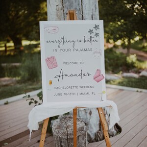 Pajama Party Bachelorette Welcome Sign Template (Digital Download) image 2