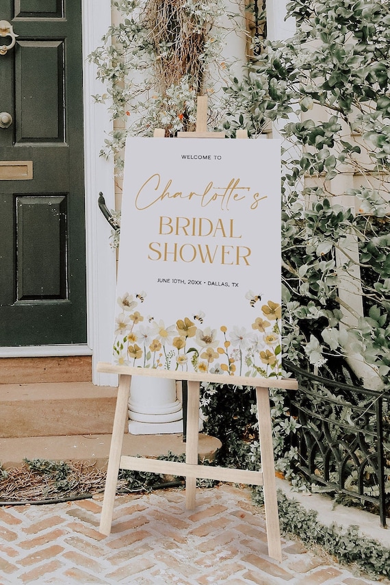 Bride to Bee Bridal Shower Welcome Sign Template, Wildflower Bridal Shower Welcome Poster, Spring Floral Welcome Sign Poster | BEE