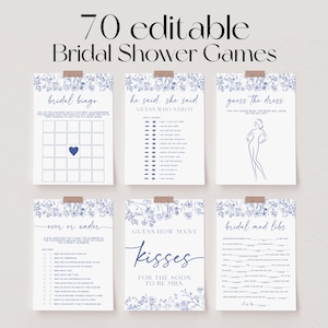 Something Blue Bridal Shower Games Bundle, Vintage Floral Bridal Shower Games, Chinoiserie Shower Games, Editable Bridal Party Games | LIV