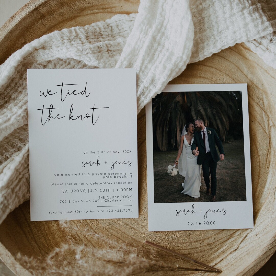 Elopement Announcement Template, Elopement Wedding Reception Invitation