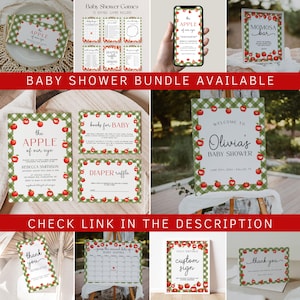 Apple Baby Shower Welcome Sign Template, Apple of Our Eye Baby Welcome Poster, Fall Baby Shower Sign, Apple Birthday Sign | APPLE image 3