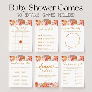 70 Baby Shower Games, Little Cutie Baby Shower Game Bundle, Citrus Baby Shower Bundle, Orange Floral Baby Shower Games, Baby Games | SPRITZ