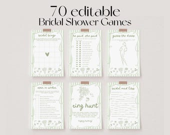 Fresh Off The Market Bridal Shower Games Bundle, Farmer's Market Bridal Shower Games, Green Hand Drawn Bridal Party Games | BEA