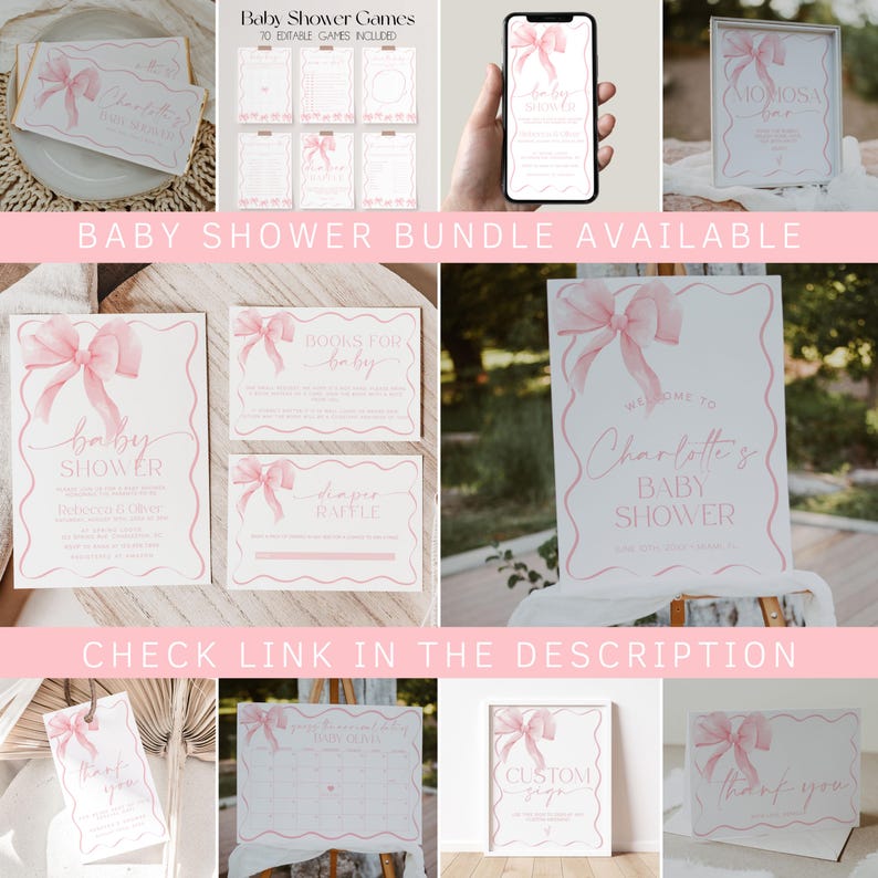 70 Baby Shower Games, Pink Bow Baby Shower Game Bundle, Pink Coquette Baby Shower Bundle, Baby Party Games, Pastel Pink Baby Games | BOW image 4