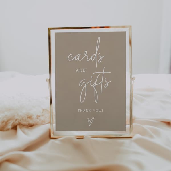 Cards and Gifts Sign Template, Minimalist Wedding Reception Cards and Gifts Sign, Tabletop Cards & Gifts Sign, Baby Shower Gift Sign | LUNA