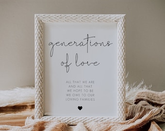 Generaties van liefde teken sjabloon, liefdevolle gezinnen teken afdrukbaar, alles wat we hopen te zijn, moderne bruiloft tafel teken, bruiloft bewegwijzering | CHLOE