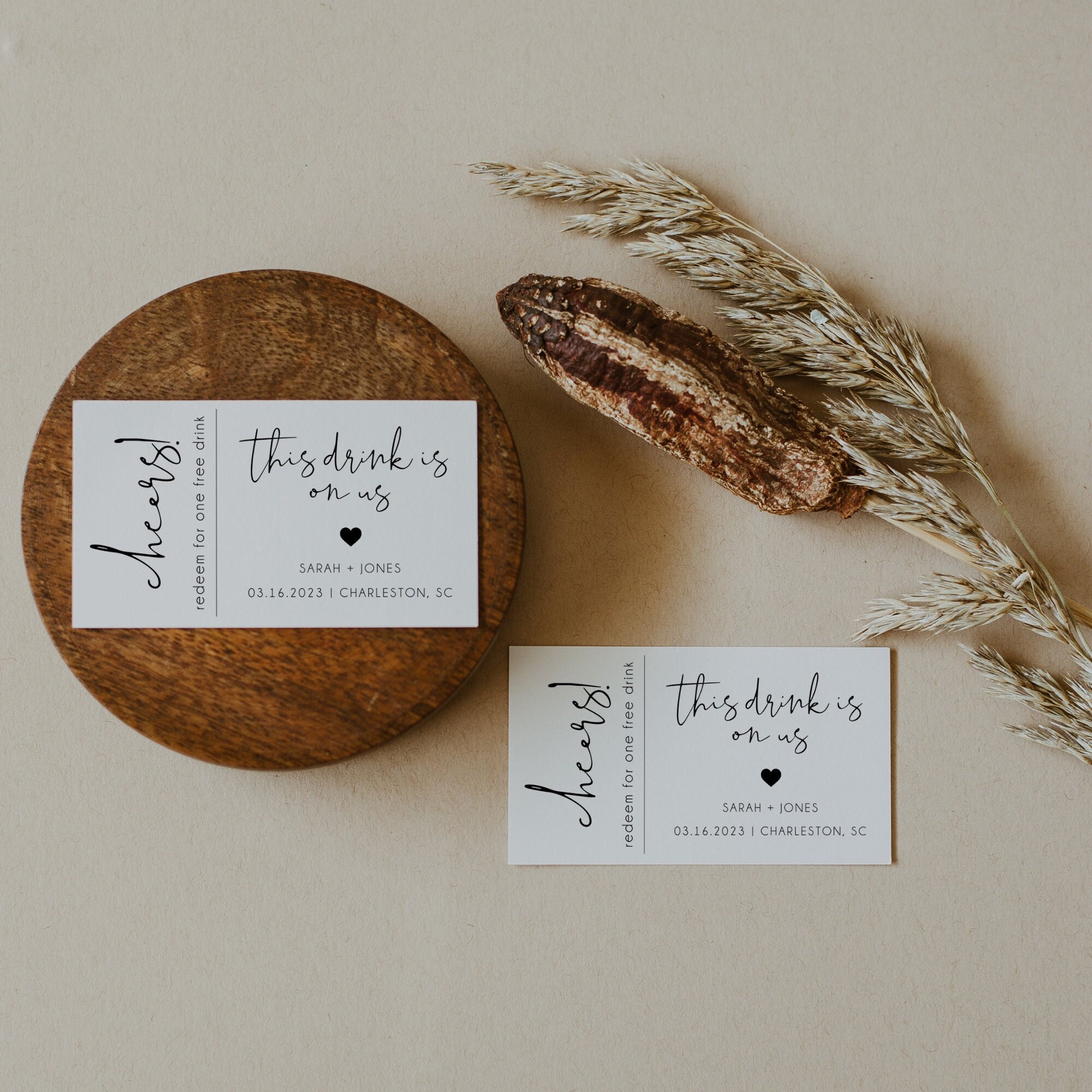 Wedding Drink Ticket Template Free Drink Ticket Minimalist Etsy