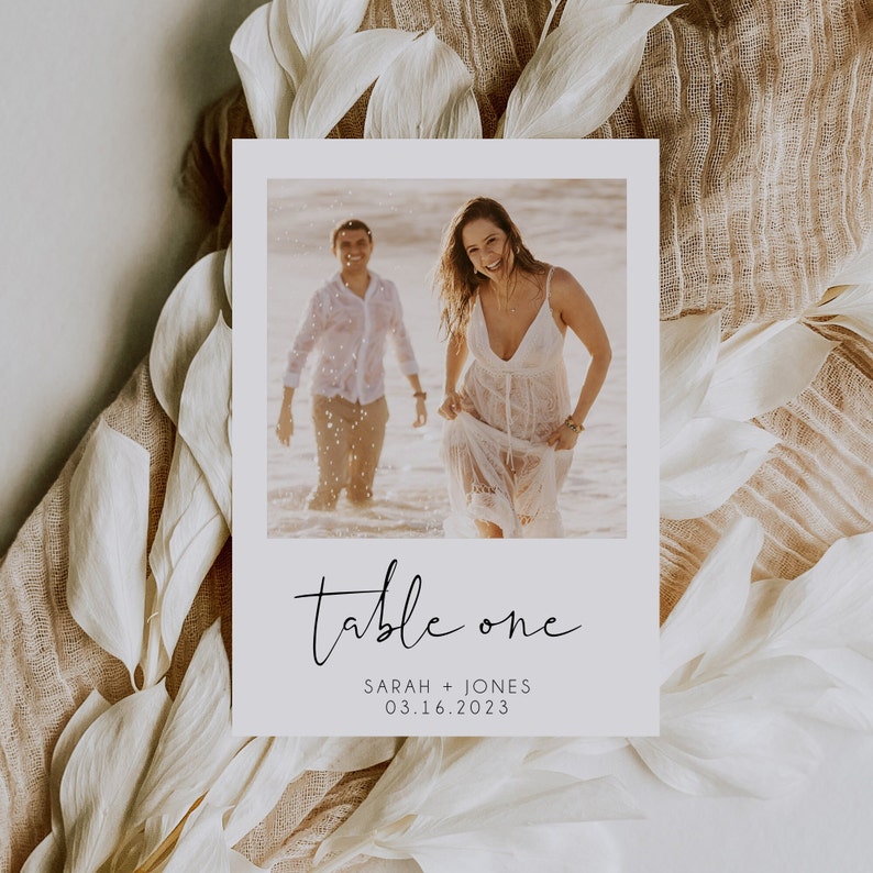 Photo Table Number Card Template Modern Minimalist Wedding Etsy