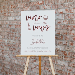 Vino Before Vows Bachelorette Welcome Sign Template, Winery Bachelorette Sign, Napa Bachelorette Welcome Poster, Editable Sign | FAYE