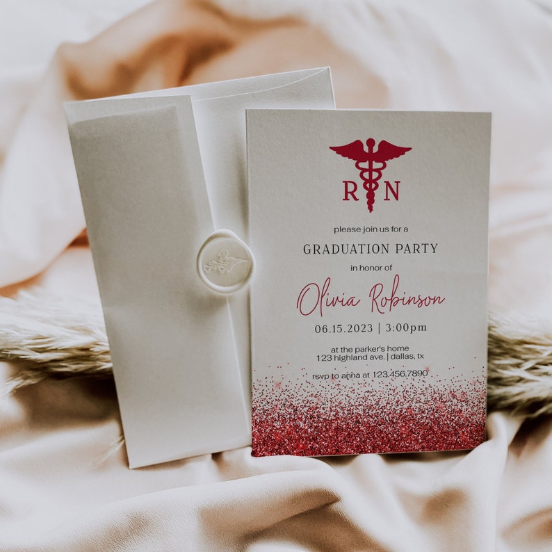 Nurse Graduation Party Invitation Template RN Graduation Etsy