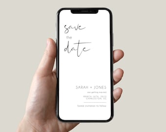 Modern Save the Date Text Invitation Template, Minimalist Evite (Digital Download)