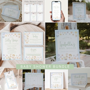 Silly Goose Baby Shower Bundle Template, Mother Goose Baby Shower Invitation Bundle, Easter Baby Shower Decorations, Bunnies Shower | GOOSE