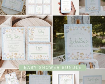 Dumme Gans Babyparty Bundle Vorlage, Muttergans Babyparty Einladung Bundle, Ostern Babyparty Dekorationen, Bunnies Party | GANS