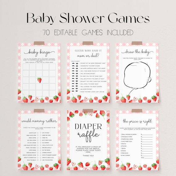 70 Baby Shower Games, Strawberry Baby Shower Game Bundle, Berry Sweet Baby Shower Bundle, Baby Party Games, Berry Baby Shower Games | BERRY