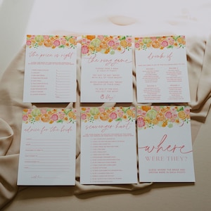 Main Squeeze Bridal Shower Games Bundle, Lemon Bridal Shower Games, Floral Citrus Wedding Shower Games, Editable Bridal Party Games | LOLA zdjęcie 2