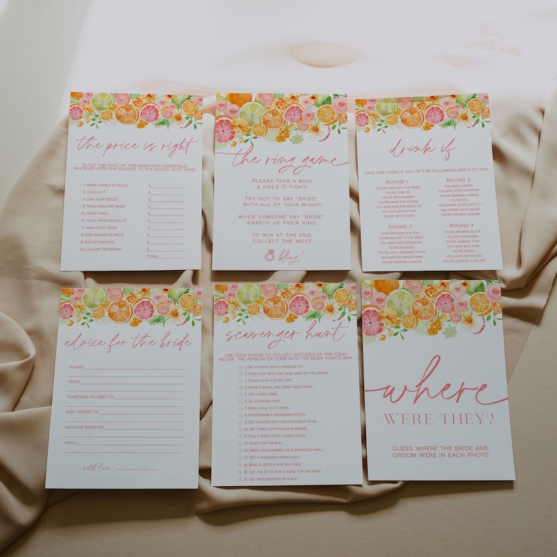 Main Squeeze Bridal Shower Games Bundle, Lemon Bridal Shower Games, Floral Citrus Wedding Shower Games, Editable Bridal Party Games | LOLA zdjęcie 2