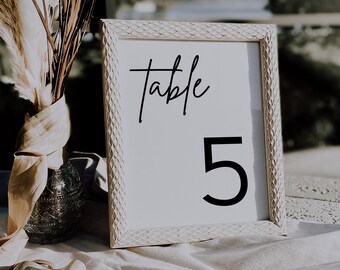 Modern Wedding Table Number Template, Minimalist Design (Digital Download)