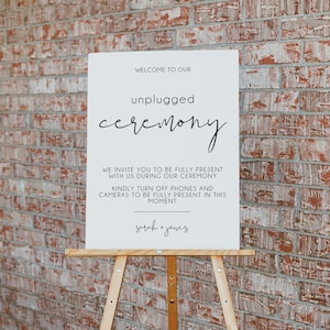 Unplugged Ceremony Sign Template, Minimalist Unplugged Wedding Sign, Wedding Unplugged Sign, No Phones, Modern Wedding Welcome Sign | SARAH
