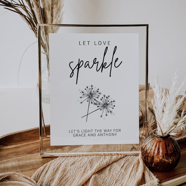Sparkler Send Off Sign Template, Let Love Sparkle Sign, Wedding Send Off Sign Printable, Send Off Table Top Sign, Signs for Party | GRACE