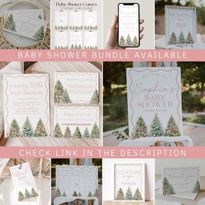 Pink Christmas Baby Shower Welcome Sign, Merry Little Baby Shower Welcome Poster, Winter Welcome Sign, Holiday Baby Shower Sign | BELLE image 3