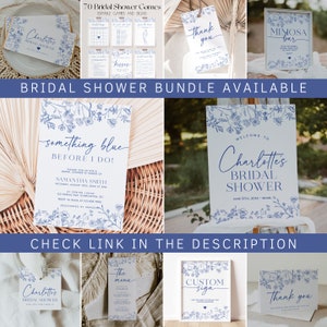 Something Blue Bridal Shower Welcome Sign Template, Vintage Floral Bridal Shower Welcome Poster, Victorian Floral Welcome Sign Poster LIV image 3