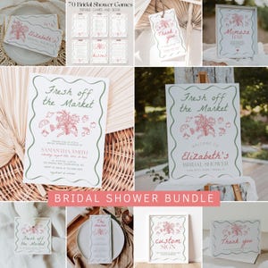Off the Market Bridal Shower Invitation Bundle, Farmer&#39;s Market Bridal Shower Invitation and Games Bundle, Garden Bridal Shower Game |MARKET