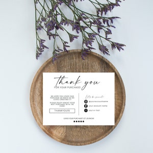 Small Business Thank You Cards Template, Editable Small Business Card, Thank You Packaging Insert, Minimalist Business Thank You Card | ELLA