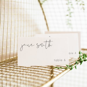 Minimalist Place Card Template, Modern Wedding Place Card Printable, Editable Escort Cards, Table Name Cards, Shower Place Cards | SARAH