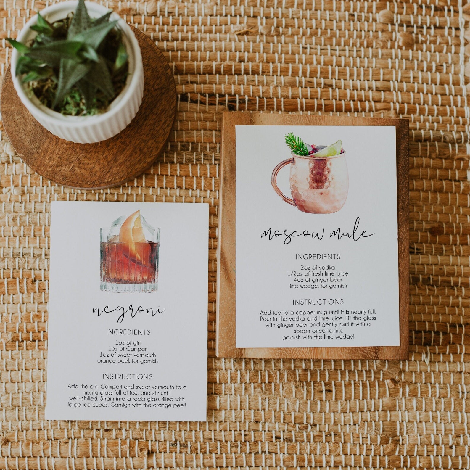 Cocktail Recipe Card Template Drink Recipe Cards Printable Etsy