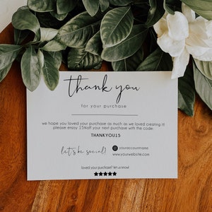 Small Business Thank You Card Template, Modern Business Thank You Card, Order Insert, Editable Thank You Card, Package Insert | SARAH