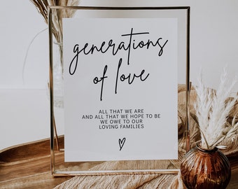 Generations of Love Sign Template, Loving Families Sign Printable, All That We Hope To Be, Modern Wedding Table Sign, Wedding Signage |GRACE