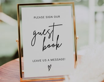 Please Sign Our Guestbook Sign Template, Wedding Guestbook Sign, Wedding Signage, Printable Guestbook Table Sign, Wedding Reception | GRACE