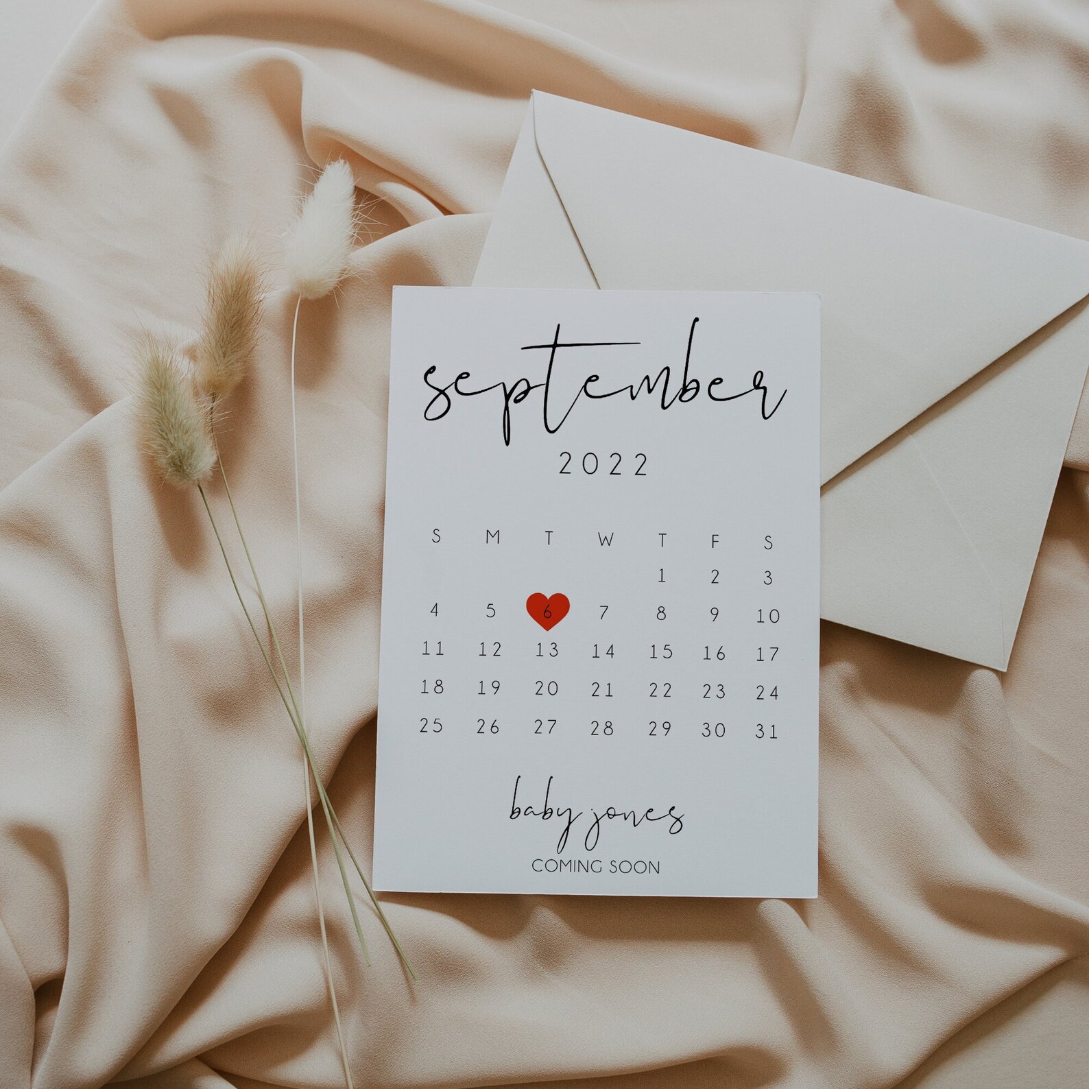 Pregnancy Announcement Calendar Template Photo Baby Etsy