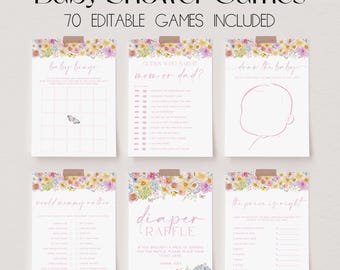 70 Baby Shower Games, Baby in Bloom Baby Shower Game Bundle, Butterfly Baby Shower Bundle, Baby Party Games, Wildflower Baby Games | LEA