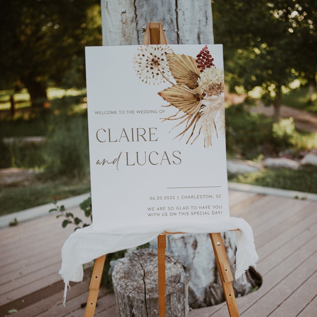 Boho Wedding Welcome Sign Template Minimalist Wedding Welcome - Etsy