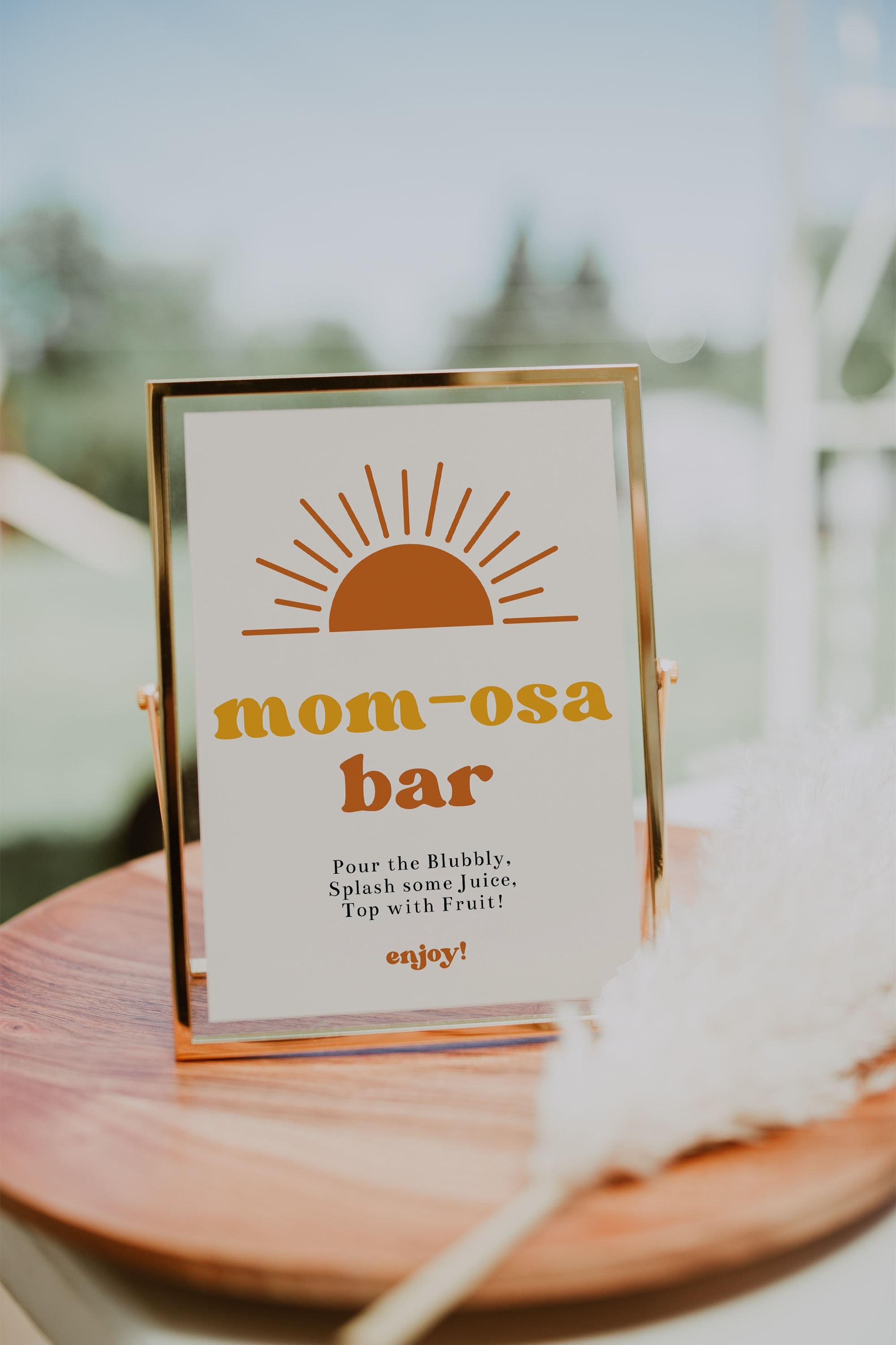 Mom-osa Bar Sign With Stand - Orange Citrus Baby Shower Decorations