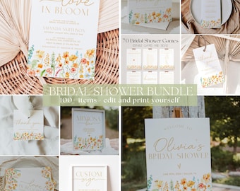 Wildflower Bridal Shower Invitation Bundle, Spring Floral Games | ZOEY